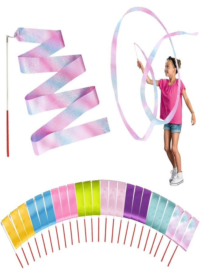 YANMIN Princess Party Favors - 24pcs Dance Ribbon Wand for Kids 4-8 8-12 Princess Mermaid Birthday Party Streamers Decorations Supplies Girls Princess Party Carnival Outdoor Games Goodie Bag Stuffers - Image 1